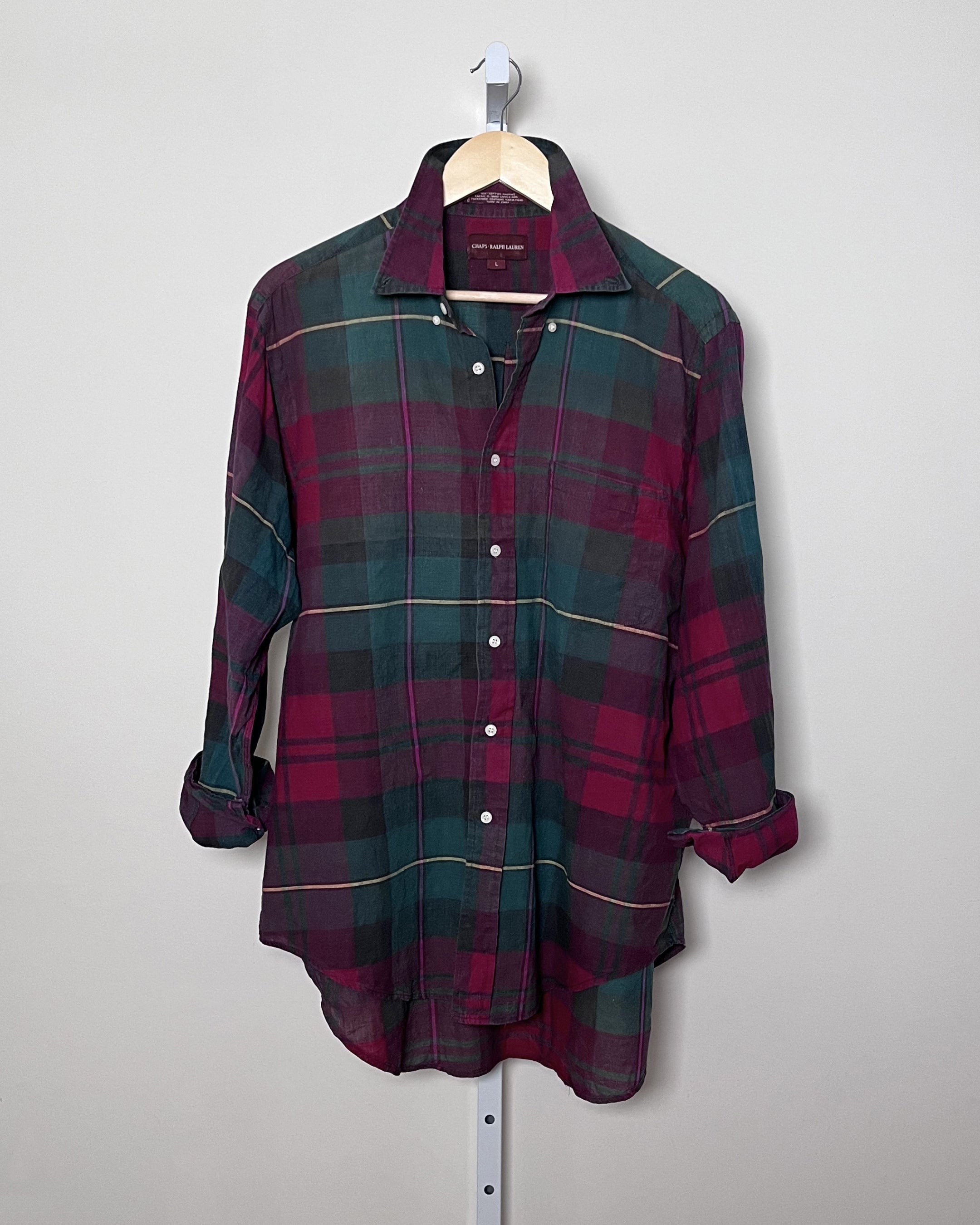 Vintage Chaps Ralph Lauren Plaid Madras Shirt - Large